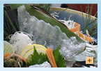 fresh slices of raw flatfish